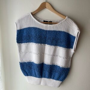 Vintage 80’s/90’s LizSport Blue and White Striped Sweater Vest